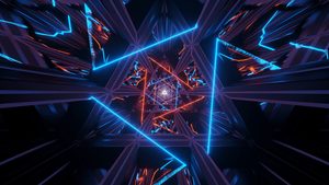 illustration cosmic background with orange neon laser lights